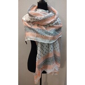 Melifluos Scarf Wrap 100% Viscose 34x72 Gray Pink Mint Boho Print B16